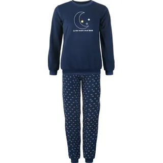 Erwin Müller Pyjama Damen-Schlafanzug Frottee Sterne blau 36