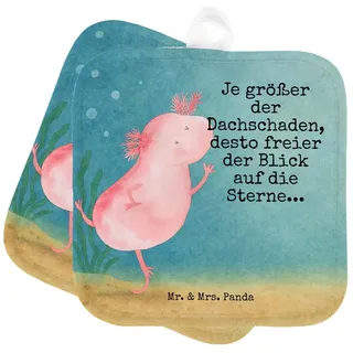 Mr. & Mrs. Panda Topflappen Axolotl Tanzen Design, (Packung), Beste Freundin gut Gelaunt Lurche weiß