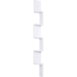 HOMCOM Wandregal Hängeregal Eckregal Zickzackregal Bücherregal Regal Weiß 12 x 12 x 120 cm   Aosom