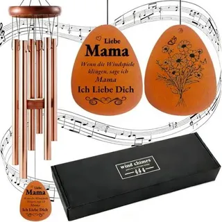 Windspiel Roségold 6 Rohre Metall Klangspiel Garten Glockenspiel Hängend Geschenk Mama