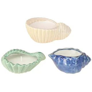 Viana Duftkerze Citronella Outdoor Kerze Muschel Keramik 14cm 3er Set