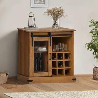 Sideboard Halden Mit Schiebetür 80x40x80 Cm Massivholz