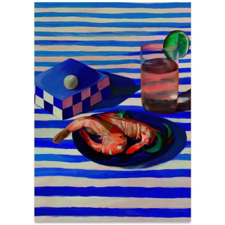 Paper Collective - Shrimp Stripes Poster, 70 x 100 cm