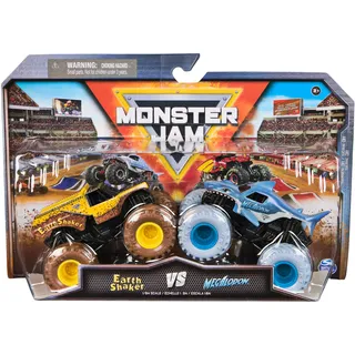 Monster Jam, Official Earth Shaker Vs. Megalodon Die-Cast Monster Trucks, 1:64 Scale, Kids Toys for Boys Ages 3 and up