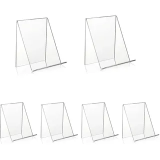 Buchständer Acryl 5 Stück Buchaufsteller Durchsichtig Warenstütze Acryl Fotoalbum und Prospektständer für Büro Zuhause Schule Wartezimmer Empfangsraum Lounge, Schrägsteller (7,5x9x10,5cm)