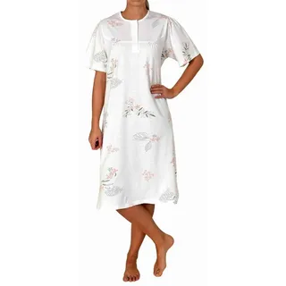 Normann Nachthemd Elegantes frauliches Damen kurzarm Nachthemd mit Knopfleiste am Hals weiß 52-54