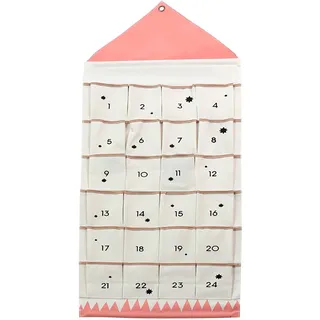 Adventskalender zum Befüllen Weihnachten Kalender Befüllbar, 24 Taschen Stoff Weihnachtskalender zum Aufhängen Weihnachtlichen Ornamente (Rot)