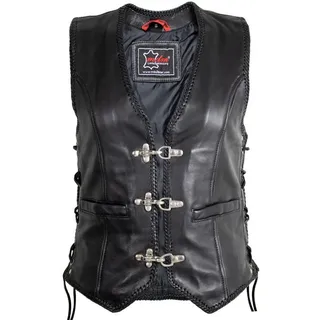 MDM Lederweste Damen Biker Lederweste (Biker Motorrad Lederweste) 2XL