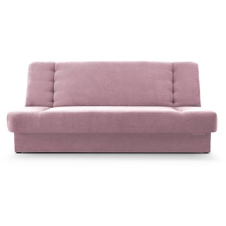 MOEBLO Schlafsofa Cyprus, Sofa Kippsofa Klappsofa Clic-Clack Couch für Wohnzimmer Federkern Sofagarnitur Polstersofa - 192x85x92 cm -, mit Bettkasten und Schlaffunktion rosa