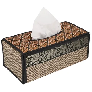 GURU SHOP Kosmetiktücher/Servietten Box aus Rattan Napkin Holder, Taschentuchbox - Schwarz, 10x25x13 cm