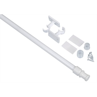 Haus und Deko Gardinenstange Cafehausstange Bistrogardinen ausziehbar Scheiben-Gardinenstange, 1-läufig, Ausziehbar, Schrauben,Kleben, Metall weiß 75 cm - 135 cm