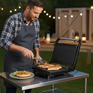 Mobiler 12V Kontaktgrill für Auto, Lkw & Camper: 120W Elektro-Grill, ideal für Sandwiches, Fleisch & Snacks unterwegs – kompakt, schnell & leicht