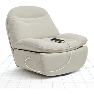 FLEXISPOT Relaxsessel, XR6, Elektrischer Sessel, Schlafsessel mit USB, Drehsessel mit Rocking, Liegesessel im Wohnzimmer, Fernsehsessel mit verstellbare Rückenlehne, Ruhesessel (Beige)