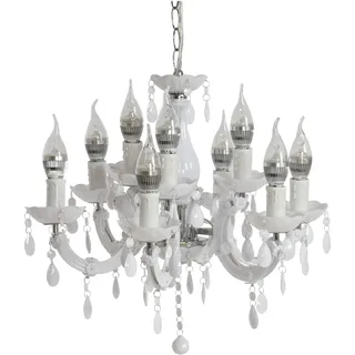 MCW LED-Kronleuchter HW155, Hängeleuchte Lüster, 9-flammig 27W ~ weiß