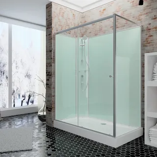 Schulte Ibiza Komplettdusche Fertigdusche 900x1200 mm Rückwände light-grün Funktionsteil links - D19382-5