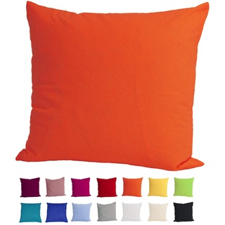 beties Basic Kissenbezug ca. 80x80 cm Kissenhülle 100% Baumwolle in vielen fröhlichen Uni-Farben (orange)