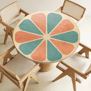Odot Elastische Rund Tischdecke mit Gummizug, Passt 60-160cm Wetterfeste Outdoor Tischdecke mit Muster, Abwischbar & Waschbar für Esstisch, Couchtisch & Gartentisch (Abbildung 5,140cm)