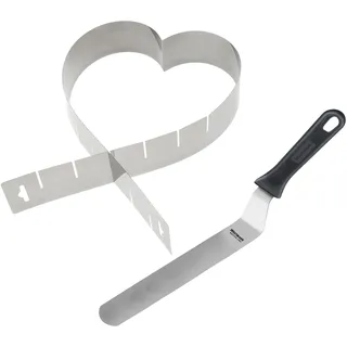 Westmark Herzbackform, verstellbar, ohne Boden + Winkelpalette, 22 cm, Rostfreier Edelstahl/Kunststoff, Silber/Schwarz, 313422E8