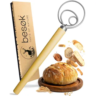 besøk Dänischer Schneebesen für perfekten Teig im Handumdrehen - Hochwertiger Teigbesen als Brot backen Zubehör - Teigrührer, Teigkneter, Teigmischer, Danish Whisk als Brotbackzubehör