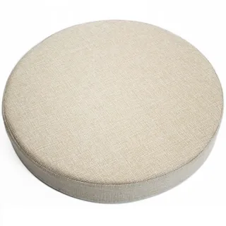 JORTUIO Rund Sitzkissen Stuhlkissen 35/40/45/50 cm Leinen Sitzpolster Abnehmbares Memory Schaum Runde Sitzauflage für Stuhl Hocker Küche Esszimmer Garten Büro(Beige,50x50cmx5cm)