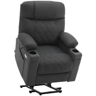M MCombo Fernsehsessel 7501 Mikrofaser 83 x 108 x 88 cm Dunkelgrau elektrisch mit Aufstehhilfe
