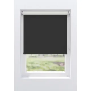 Rollo MY HOME "Ina", schwarz (schwarz, schwarz, weiß), B:90cm H:275cm, Polyester, Rollos, weiße Rückseite, Klemmfix oder Schraubmontage
