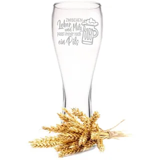 GRAVURZEILE Leonardo Weizenglas mit Gravur - Zwischen Leber und Milz - Geschenke für Papa zum Vatertag - Geschenk für Bierkenner - Geschenkidee für Ihn Männer zum Geburtstag - 500 ml