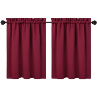IDEALHOUSE Doppelseitige Matte Verdunkelungsgardinen für kleine Fenster – 2er-Set, 230g/m2, lichtundurchlässig, schalldämmend, energiesparend, maschinenwaschbar, einfache Montage – Rot, Stil: Kitchen