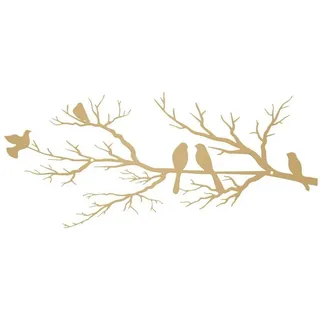 luxuskollektion Wanddekoration Wandskulptur Vögel Metall Ast 43L x 18.6B cm Gold