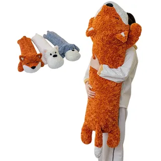 Xiyocadt Lange Hund Kuscheltier - 80cm, Plüschtier Kisse, Schlafkissen, Weiches Flauschiges Plüschkissen, Geschenke für Jungen und Mädchen (Fuchs)