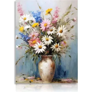 Vintage Blumen Leinwandbild 30x40 cm für Schlafzimmer und Wohnzimmer