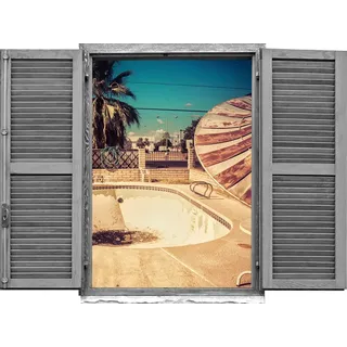 queence Wandtattoo leerer Pool (1 St), Wandsticker, Wandbild, selbstklebend, 3D, Fenster braun