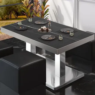 GGM Möbel Bistro Loungetisch 130 x 80 x 41 cm Schwarz Marmor/Edelstahl