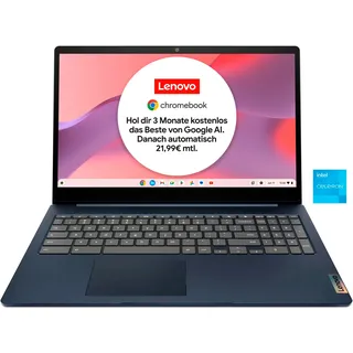 LENOVO Chromebook "IdeaPad 3 Chrome 15IJL6", blau (abyss blau), 8 GB RAM, Celeron, ChromeOS, Notebooks, ChromeOS, Clamshell Laptop with Full HD Panel, Topseller