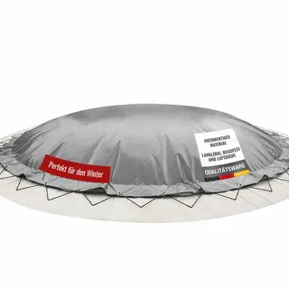 ANKO PLANEN Aufblasbare Poolplane rund AirDeluxe - 1360g/m2 (2X 680 g/m2) - Poolabdeckung rund - wasserdicht & UV-beständig - Grau - Poolinnendurchmesser: 450cm