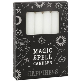 MystiCalls Stumpenkerze Wunschkerze Black Magic Hexenmagie Kerze Farbig Wunsch Spell Candel (12-tlg), Achtung: Brennende Kerzen nie unbeaufsichtigt lassen! weiß