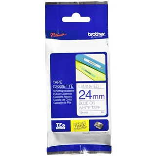 Brother TZe-253 blau auf weiß 2,4cm x 8m
