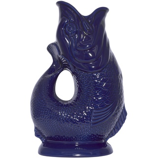 Gluckigluck Karaffe Gluggle Jug – das glucksende Original! Wasser-karaffe Fisch-Vase Keramik-krug in Fisch-Form | 1,3 L | Dunkelblau