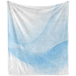 Wohndecke Gemütlicher Plüsch für den Innen- und Außenbereich, Abakuhaus, Hellblau Fließende Wellenförmige Effektdruck blau|weiß 175 cm x 230 cm