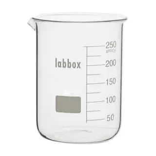Labor Becherglass niedrige Form mit Auguss. Borosilikat (Boro 3.3). Messbecher (100ml, 1)