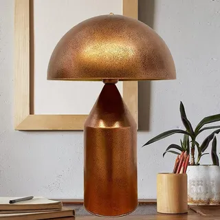 bamyum Lipeo Tischlampe Retro, Pilz Lampe Klein Kupferfarbe, Pilzleuchte, Tischlampe mit Kabel, Retro Nachttischlampe, Vintage Tischleuchte Kupferfarbe, Pilzlampen Wohnzimmer