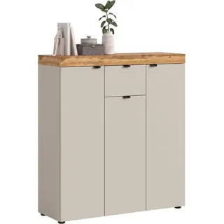 OTTO home Highboard MAMBO II, Breite 105cm, 3 Türen, 1 Schubkasten, 9 Fächer (1 St., 2-farbige Ausführung, in verschiedenen modernen Trendfarben erhältlich), Kommode, Sideboard, Wohnzimmer, Schlafzimmer beige