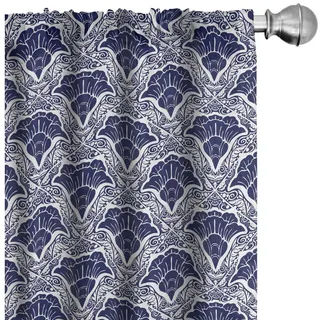 Abakuhaus Gardine Vorhang für Wohnzimmer Schlafzimmer Dekor, Microfaser, orientalisch Blumenplatz-Motiv blau 150 cm x 175 cm