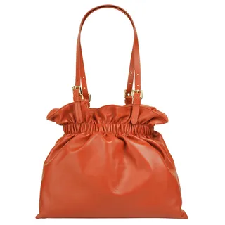 Shopper SAMANTHA LOOK Gr. B/H/T: 25 cm x 25 cm x 10 cm onesize, orange Damen Taschen Handtaschen echt Leder, Made in Italy