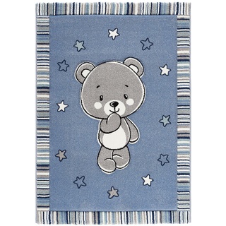 Ben'n'jen Kinderteppich Teddy, Blau, Textil, Bär, rechteckig, 120x170 cm, ISO 9001, Bsci, strapazierfähig, leicht zusammenrollbar, Teppiche & Böden, Teppiche, Kinderteppiche