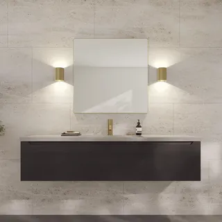 Loevschall Refine Spiegel | Wandspiegel Gold mit Rahmen | 80x80 cm | Dekorative Spiegel für Bad, Wohnzimmer, Schlafzimmer & Flur | Minimalistischer & Stilvoller Spiegel aus gebürstetem Messing