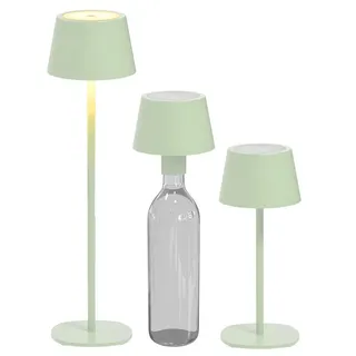 NORTHPOINT LED Tischlampe Flaschenleuchte max. 45cm hoch mit 3000mAh Akku 200lm warmweißes Licht (3000K) stufenlos dimmbar für Innen und Außen (hellgrün)