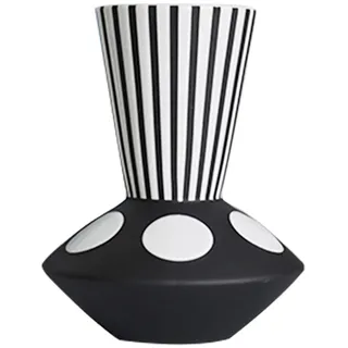Tauzveok Keramik Blumenvase, Elegante schwarz-weiß gestreifte geometrische dekorative Tischblumenvase für Inneneinrichtung, Hochzeitsdekorationen,White+Black,20.5cmX14.5cm