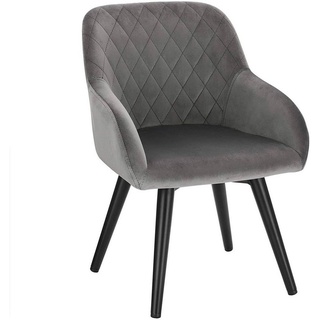 Woltu Stuhl, Kinderstuhl mit Rückenlehne, Samtstoff Metallbeine, Grau grau