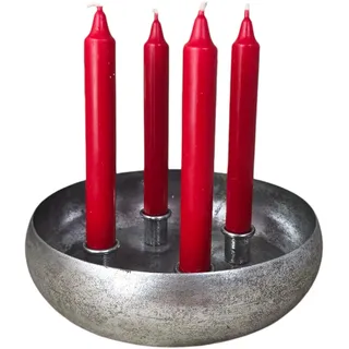4er Kerzenhalter Advent 22cm Silber Adventskranz Kerzenständer Schale Dekoschale